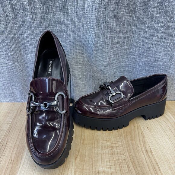 Nine West Shoes - Nine West Women's Patent Bit Loafers Burgundy 8M Heels wine oxford shoes